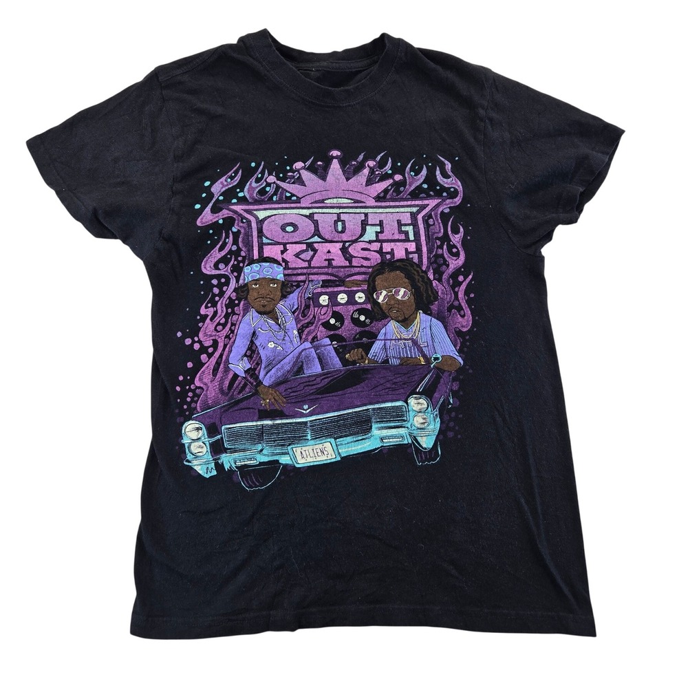 OutKast T-Shirt Mens S Black ATLiens Graphic Tee Hip Hop Andre 3000 Big Boi